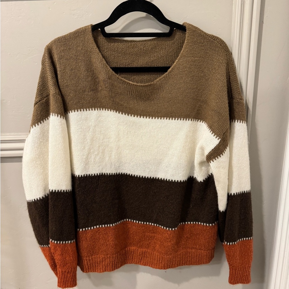 Striped Brown and Orange Fall Sweater